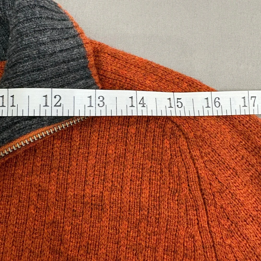 Banana Republic Mens M Lambswool Cashmere Quarter-Zip Elbow Patch Sweater Rust